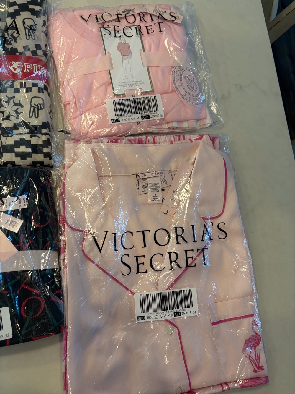 PINK Victoria's Secret Assorted Light Pink & Black Mixed Pajama Sets (6) - Picture 4 of 4